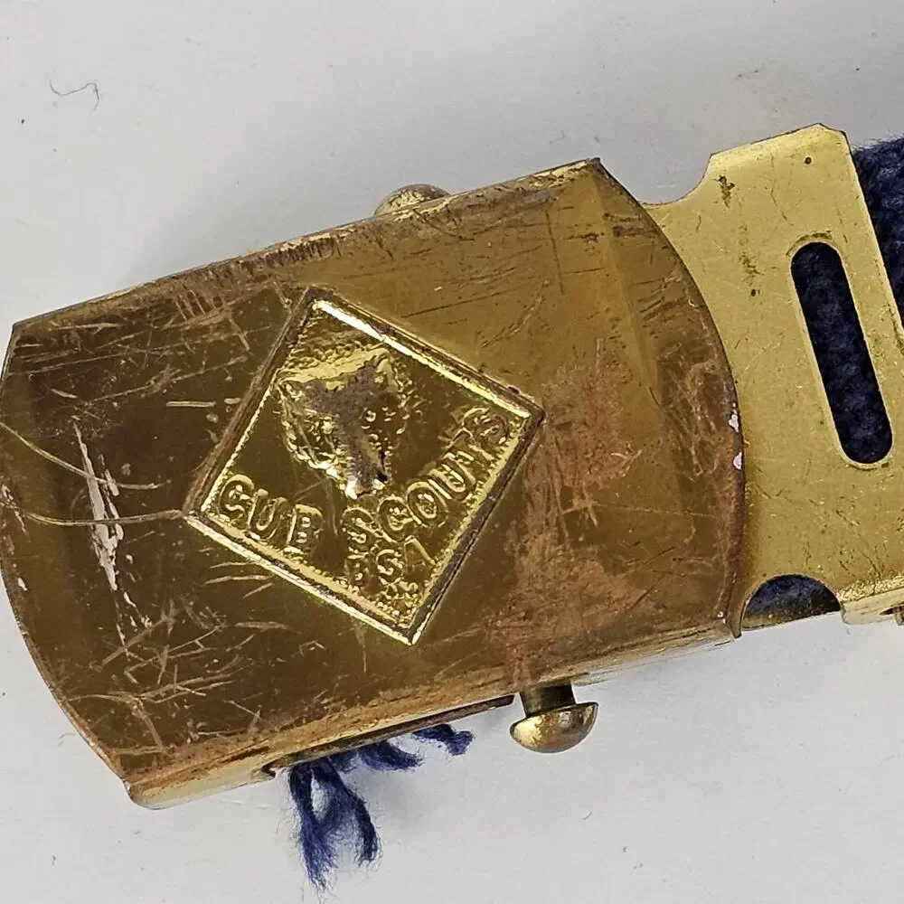 VTG 1970s blue Cub Scout belt brass buckle 26.5